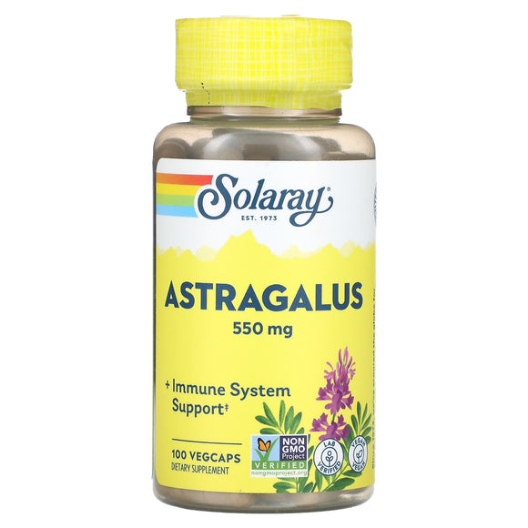Solaray, Organically Grown Astragalus Root, 100 VegCaps - 076280887457 | Hilife Vitamins