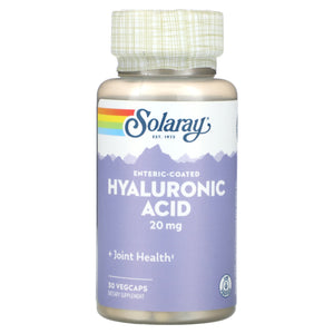Solaray, Enteric-Coated Hyaluronic Acid, 20 mg, 30 VegCaps - 076280924008 | Hilife Vitamins