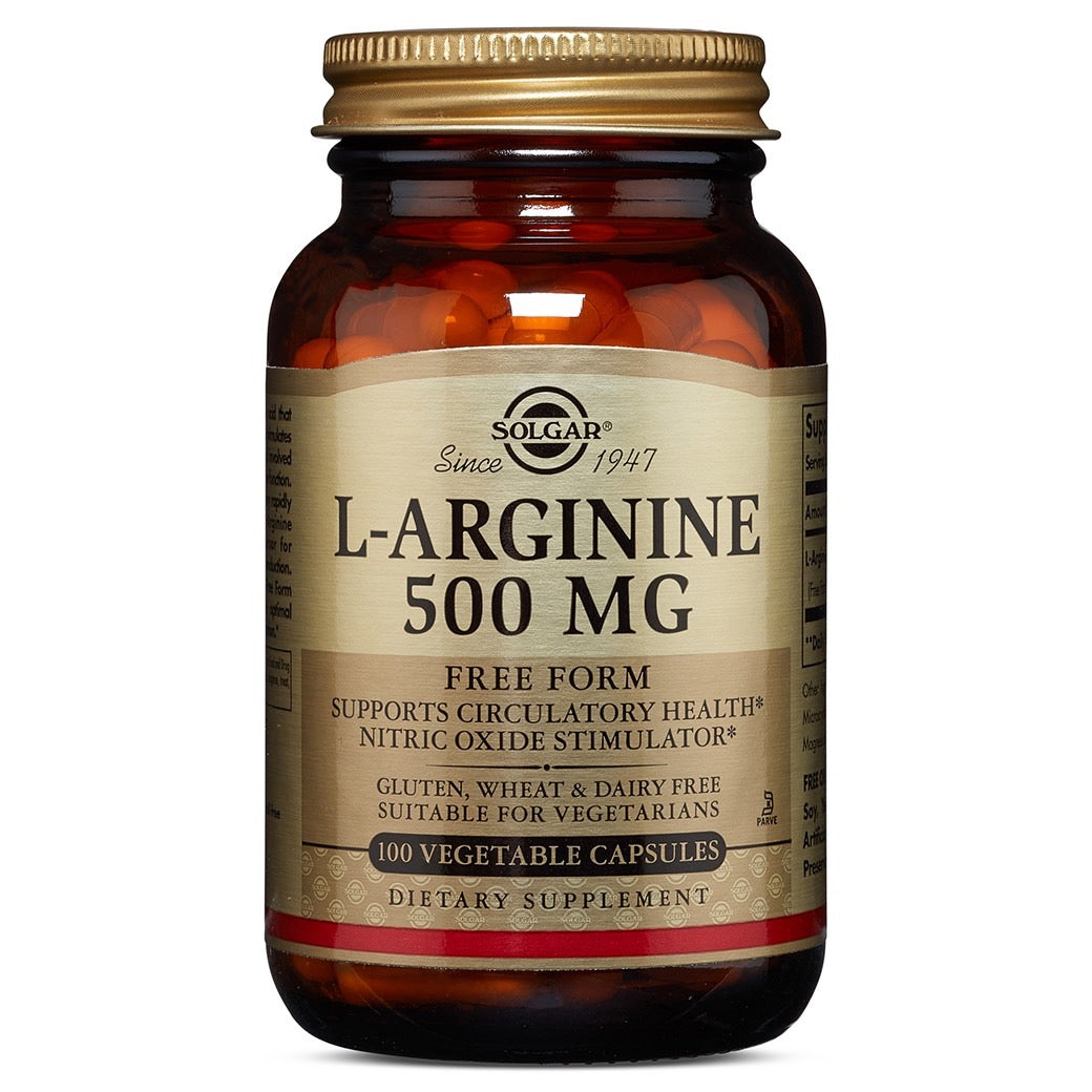 Solgar, L-Arginine 500 mg, 100 Vegetable Capsules UPC 033984001411 | HiLife Vitamins
