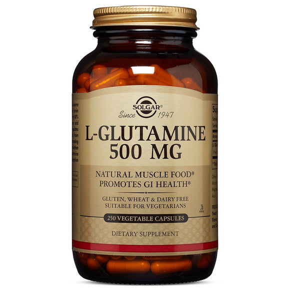 Solgar, L-Glutamine 500 Mg, 250 Vegetable Capsules - 033984013223 | Hilife Vitamins