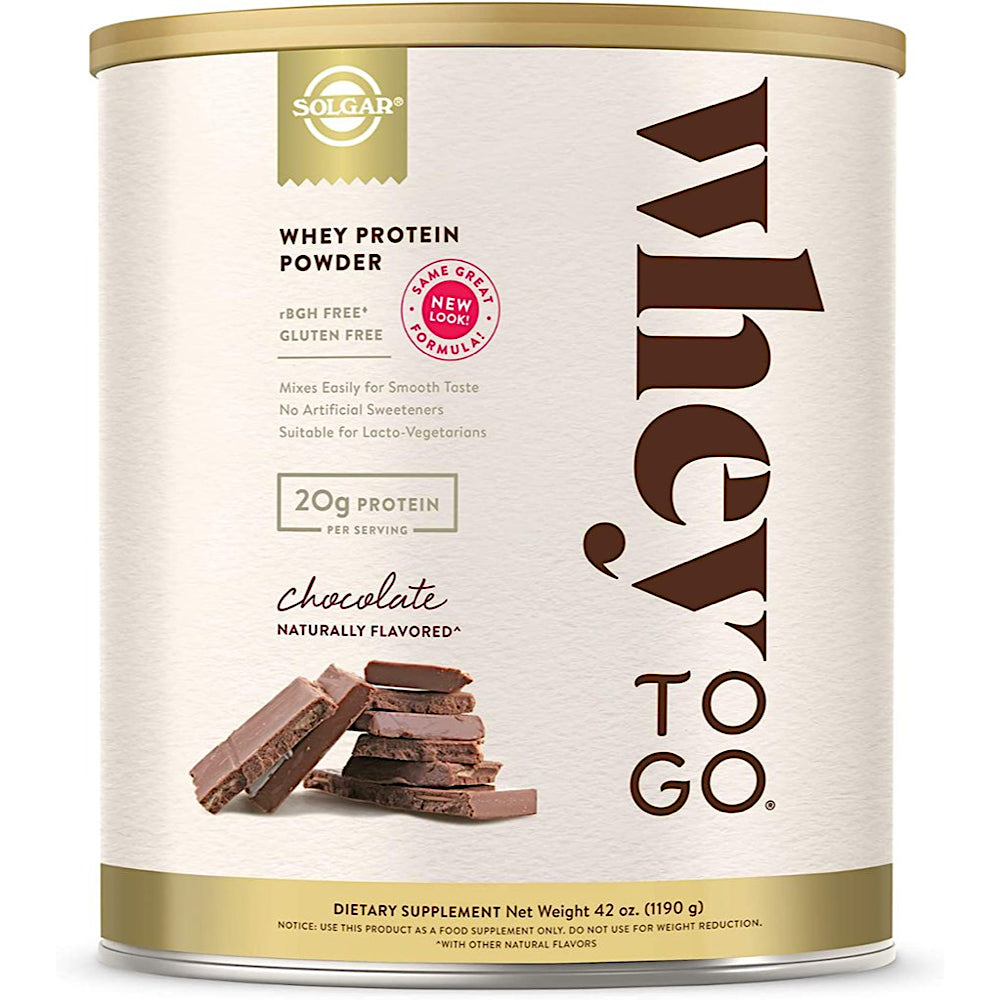Solgar, Whey To Go© Whey Protein Powder Natural Chocolate, 41 Oz UPC 033984036734 | HiLife Vitamins