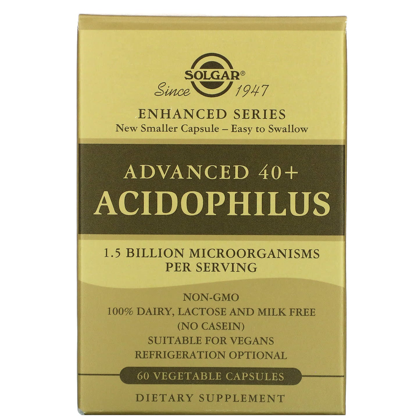 Solgar, Advanced 40+Acidophilus, 60 Vegetable Capsules UPC 033984000278 | HiLife Vitamins