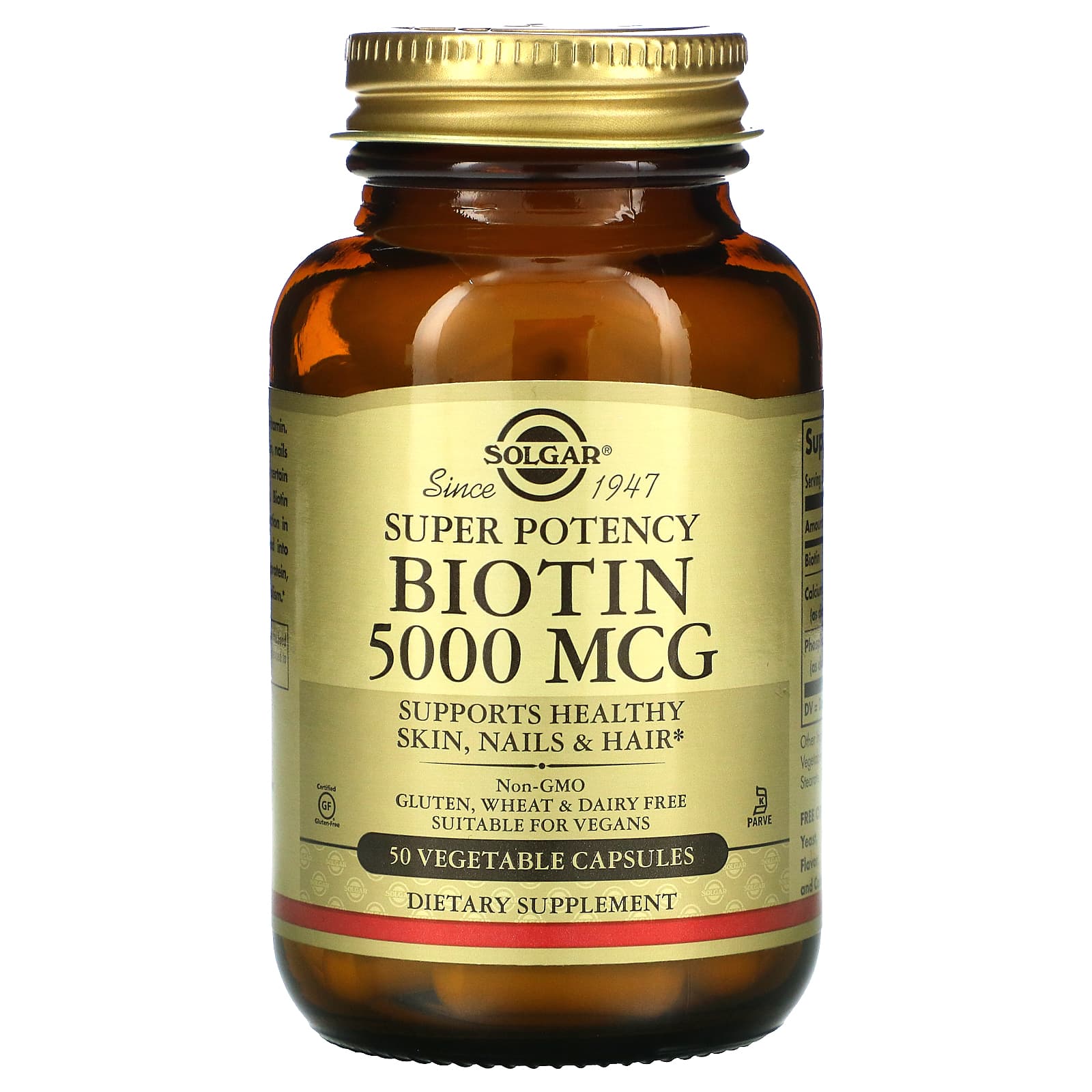 Solgar, Biotin 5000 mcg, 50 Softgels UPC 033984003132 | HiLife Vitamins