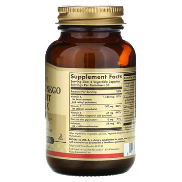Solgar, Bilberry Ginkgo Eyebright Vegica, 60 Vegetable Capsules UPC 033984003156 | HiLife Vitamins
