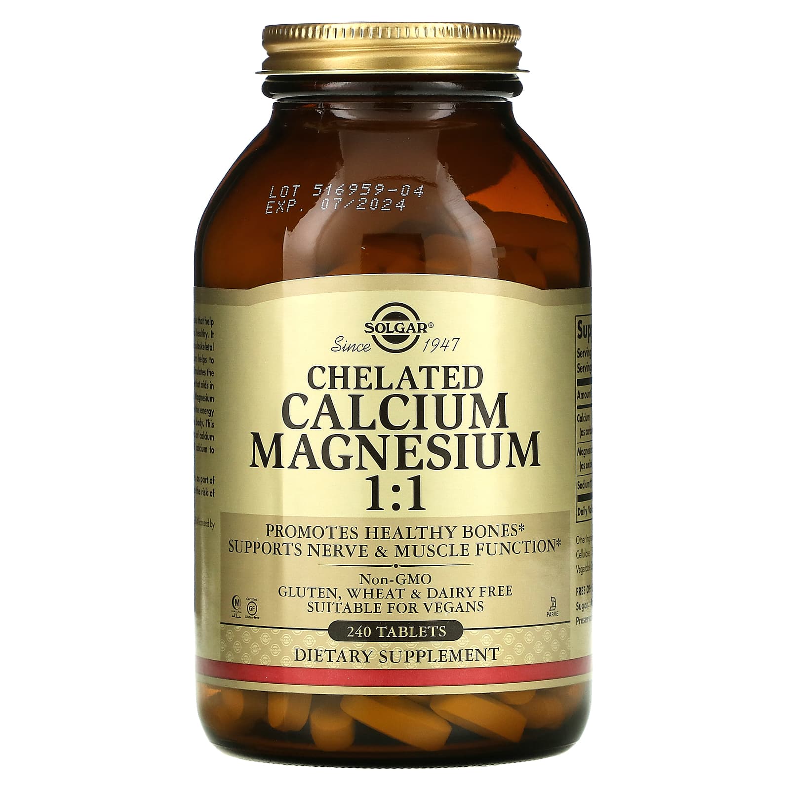Solgar, Calcium/Magnesium 1:1, 240 Tablets UPC 033984005051 | HiLife Vitamins