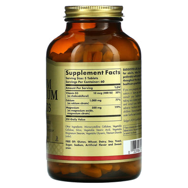 Solgar, Calcium/Magnesium Citrate With Vitamin D, 300 Tablets UPC 033984005198 | HiLife Vitamins