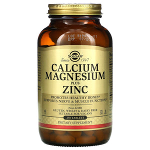Solgar, Calcium/Magnesium/Zinc, 250 Tablets - 033984005211 | Hilife Vitamins