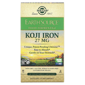 Solgar, Earth Source® Food Fermented Koji 27 mg Iron, 30 Vegetable Capsules - 033984005341 | Hilife Vitamins
