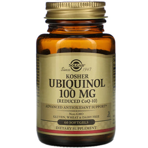Solgar, Ubiquinol 100 mg Kosher (Reduced CoQ-10), 60 Softgels - 033984005389 | Hilife Vitamins
