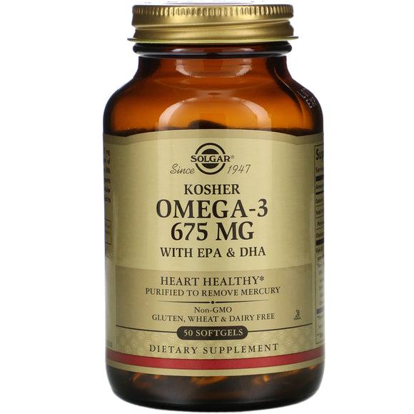 Solgar, Omega-3 740 mg Kosher, 50 Softgels - 033984005396 | Hilife Vitamins