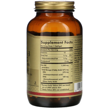 Solgar, Omega-3 740 mg Kosher, 100 Softgels UPC 033984005495 | HiLife Vitamins