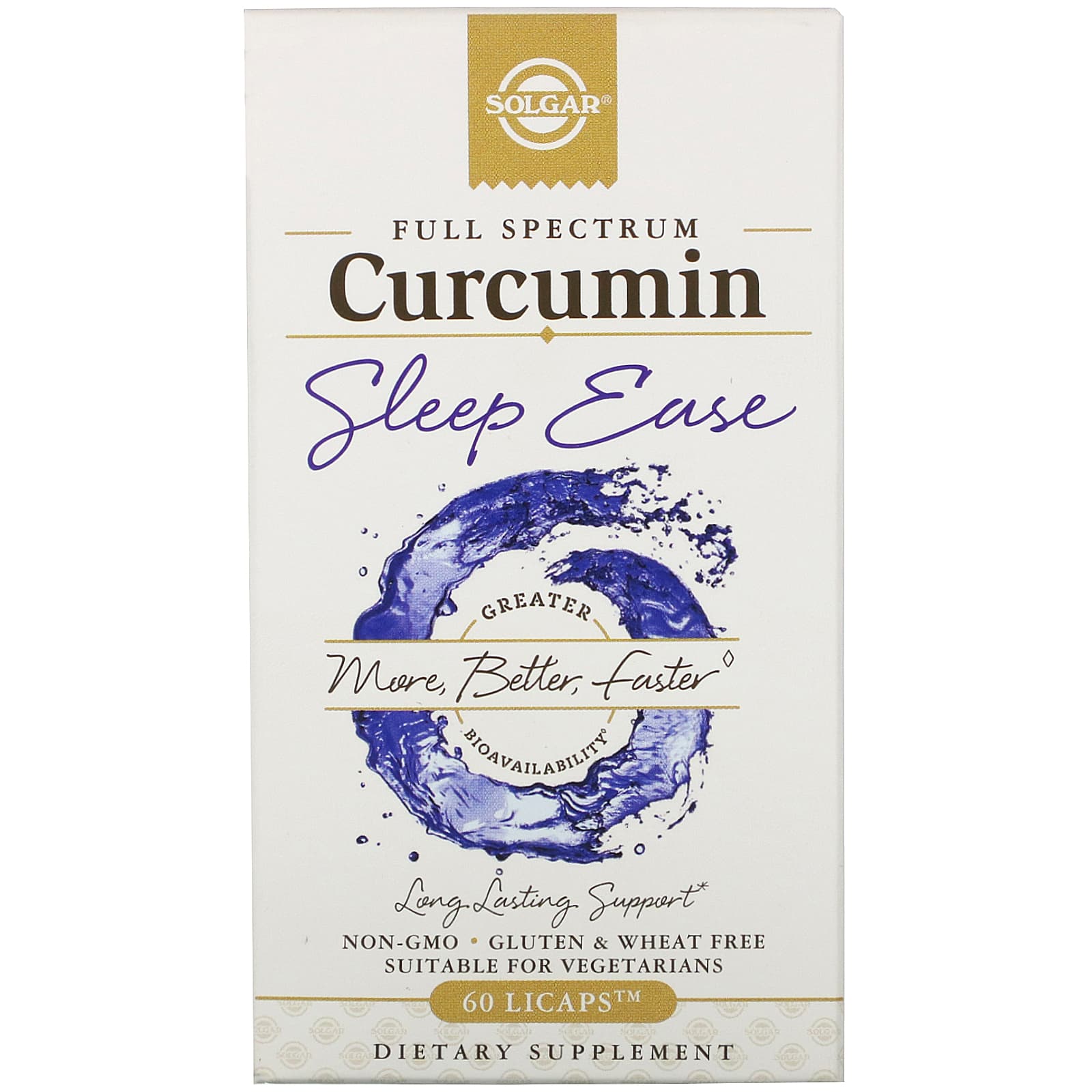 Solgar, Full Spectrum Curcumin, Sleep Ease, 60 licaps UPC 033984005525 | HiLife Vitamins