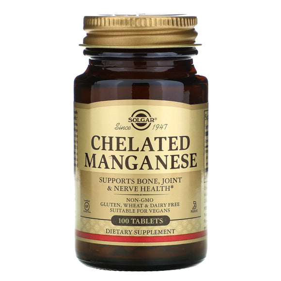 Solgar, Chelated Manganese, 100 Tablets - 033984007208 | Hilife Vitamins