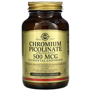 Solgar, Chromium Picolinate 500 Mcg, 120 Vegetable Capsules - 033984008724 | Hilife Vitamins
