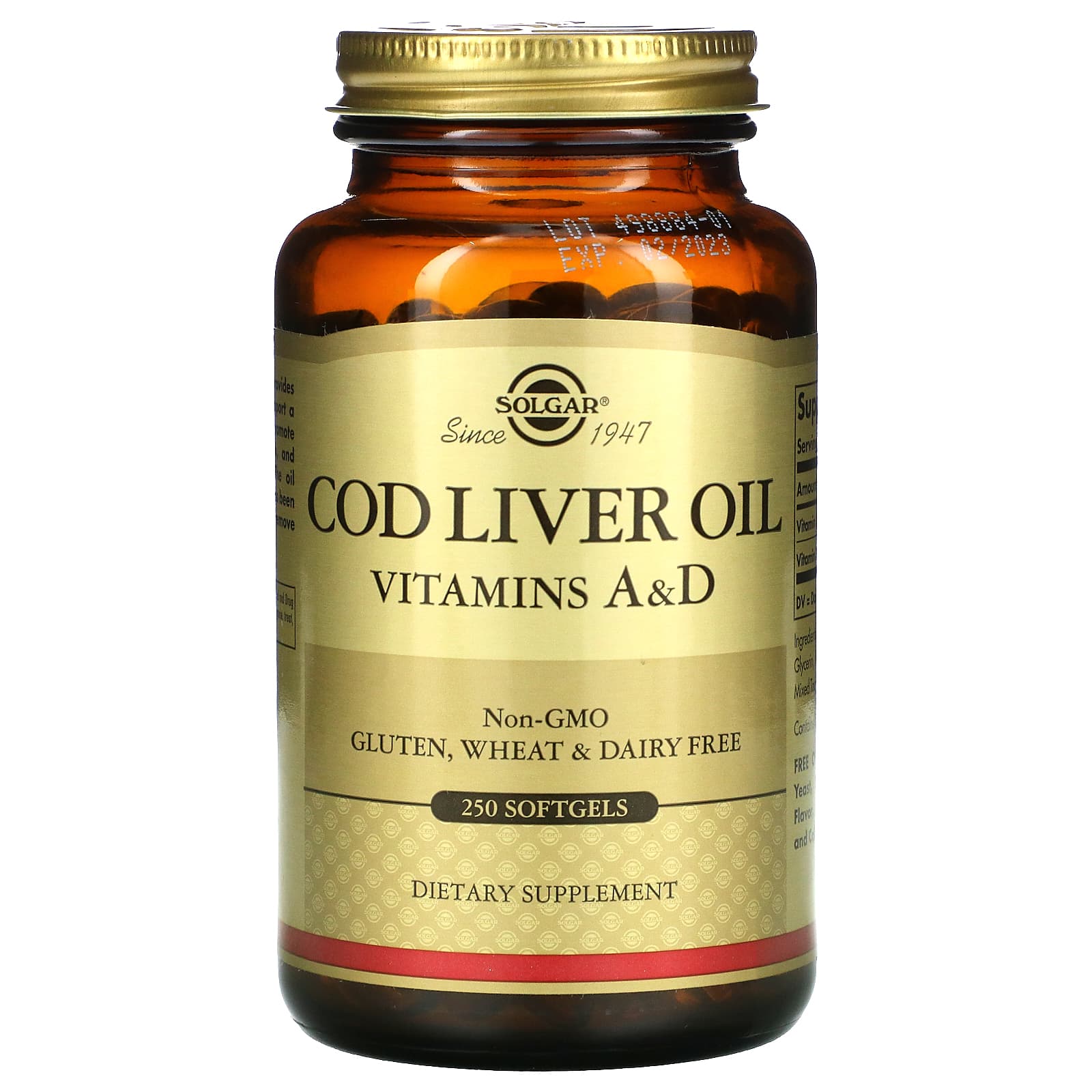 Solgar, Cod Liver Oil, 250 Softgels UPC 033984009417 | HiLife Vitamins