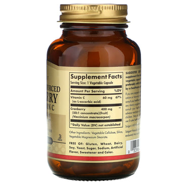Solgar, Cranberry Extract, 60 Vegetable Capsules UPC 033984009554 | HiLife Vitamins