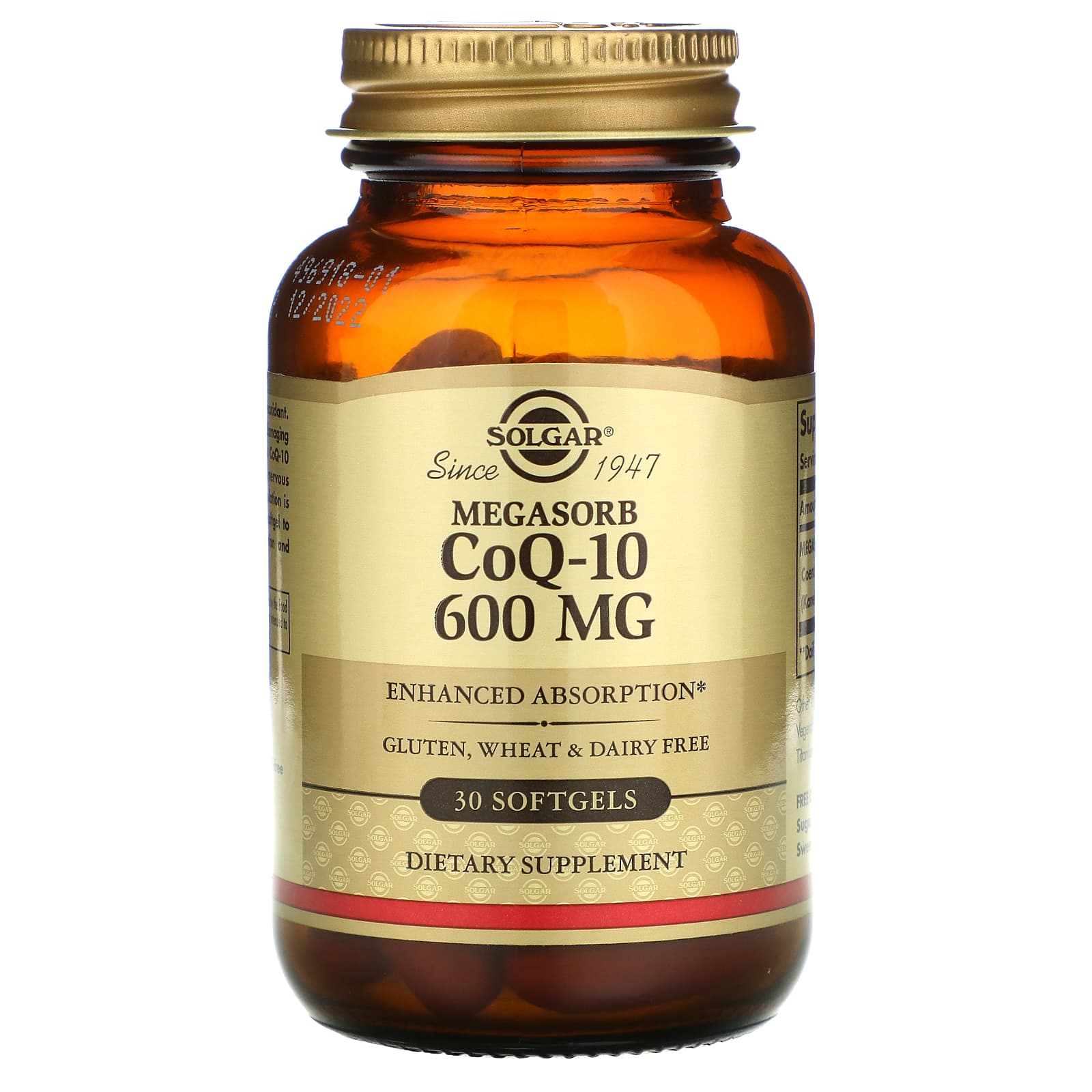 Solgar, CoQ-10, 600 mg, Megasorb, 30 Softgels UPC 033984009707 | HiLife Vitamins