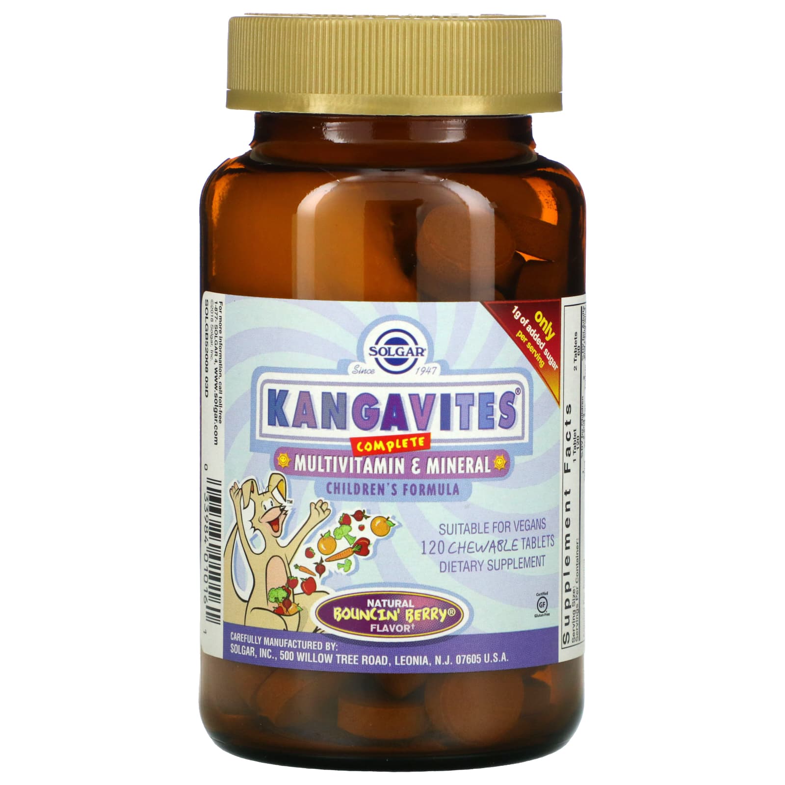 Solgar, Kangavites, Complete Multivitamin & Mineral, 120 Chewables UPC 033984010161 | HiLife Vitamins