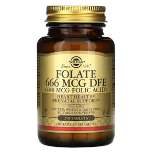 Solgar, Folate, 400 mcg, 250 Tablets - 033984010819 | Hilife Vitamins