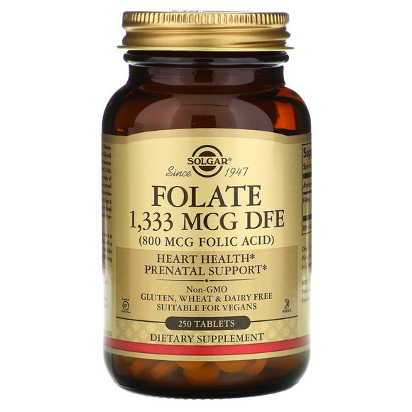 Solgar, Folate, 1,333 mcg DFE, 250 Tablets - 033984011014 | Hilife Vitamins