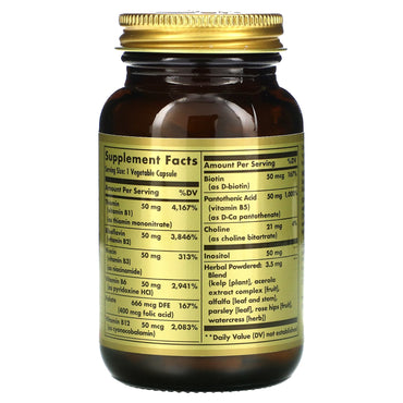Solgar, B-50, 100 Vegetable Capsules UPC 033984011212 | HiLife Vitamins