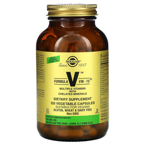 Solgar, Formula V, VM-75, Multiple Vitamins with Chelated Minerals, 120 Vegetable Capsules - 033984011670 | Hilife Vitamins