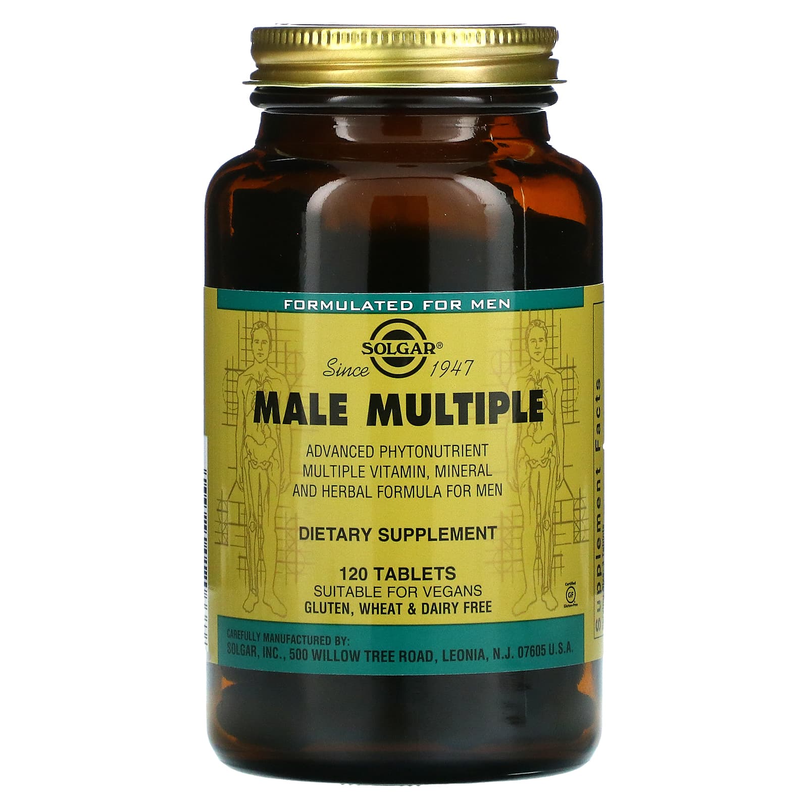 Solgar, Male Multiple, 120 Tablets UPC 033984012066 | HiLife Vitamins