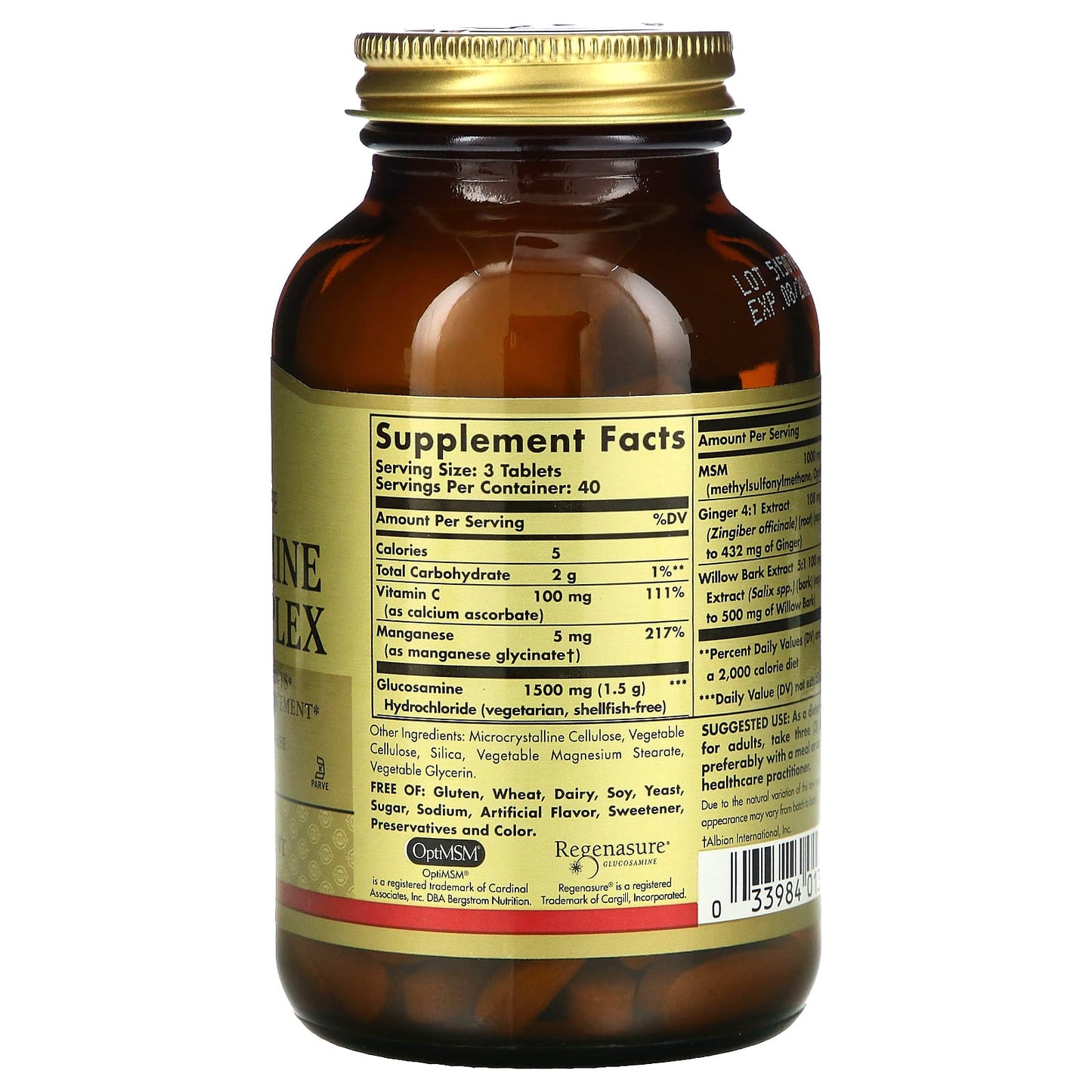 Solgar, Glucosamine Msm Complex Shellfish-Free, 120 Tablets UPC 033984013155 | HiLife Vitamins
