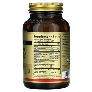 Solgar, Glucosamine/Hyaluronic Acid/Chondroitin/Msm - Shellfish-Free, 60 Tablets UPC 033984013162 | HiLife Vitamins