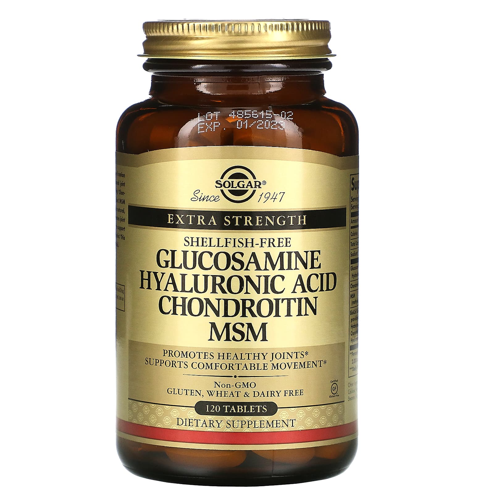 Solgar, Glucosamine Hyaluronic Acid Chondroitin MSM, Extra Strength, Shellfish-Free, 120 Tablets UPC 033984013179 | HiLife Vitamins