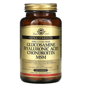 Solgar, Glucosamine Hyaluronic Acid Chondroitin MSM, 120 Tablets - 033984013179 | Hilife Vitamins