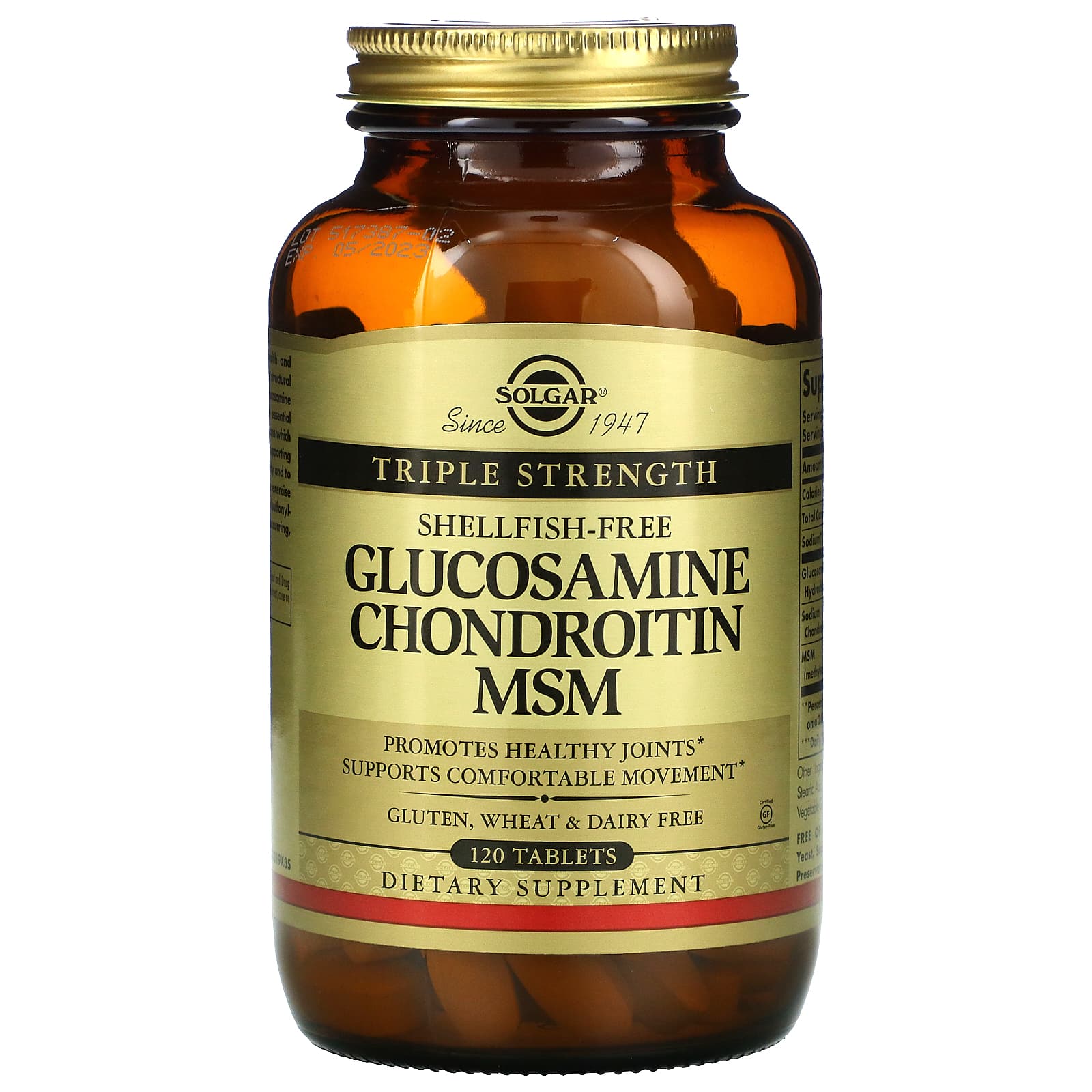 Solgar, Glucosamine Chondroitin MSM, Extra Strength, Shellfish-Free, 120 Tablets UPC 033984013193 | HiLife Vitamins