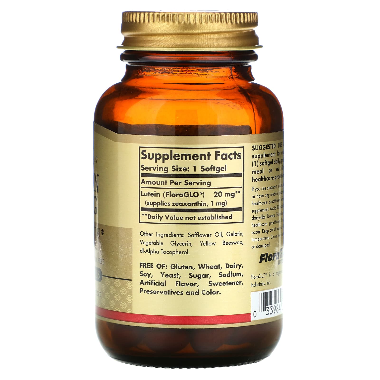 Solgar, Lutein 20 mg, 60 Softgels - [product_sku] | HiLife Vitamins