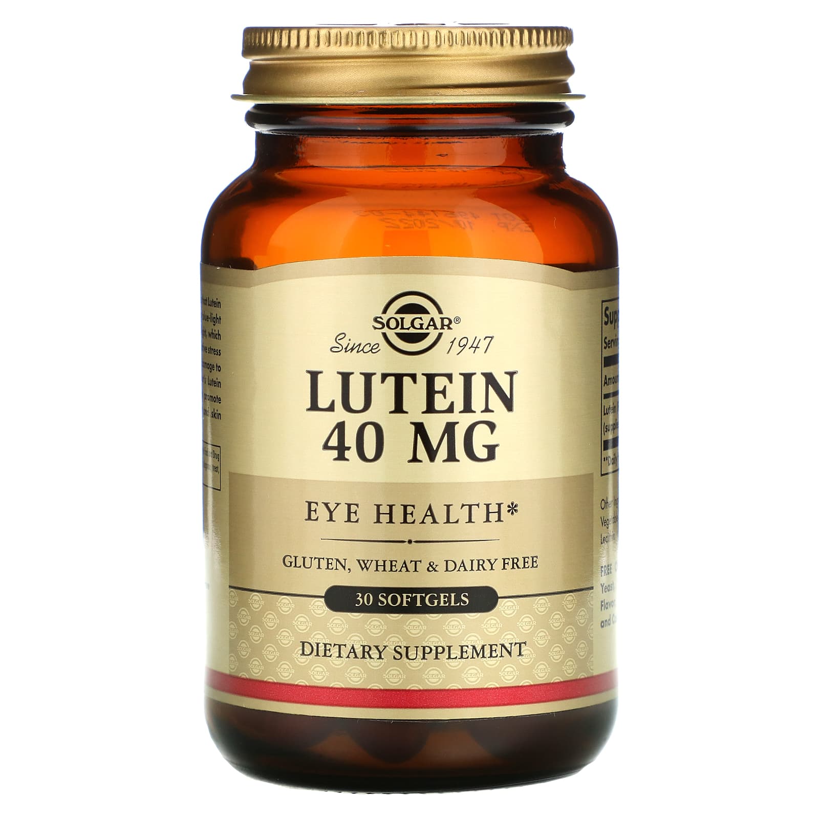 Solgar, Lutein 40 mg, 30 Softgels UPC 033984016774 | HiLife Vitamins
