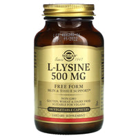 Solgar, L-Lysine 500 mg, 100 Vegetable Capsules - 033984016811 | Hilife Vitamins