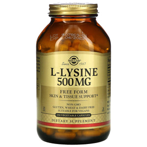 Solgar, L-Lysine 500 mg, 250 Vegetable Capsules - 033984016828 | Hilife Vitamins