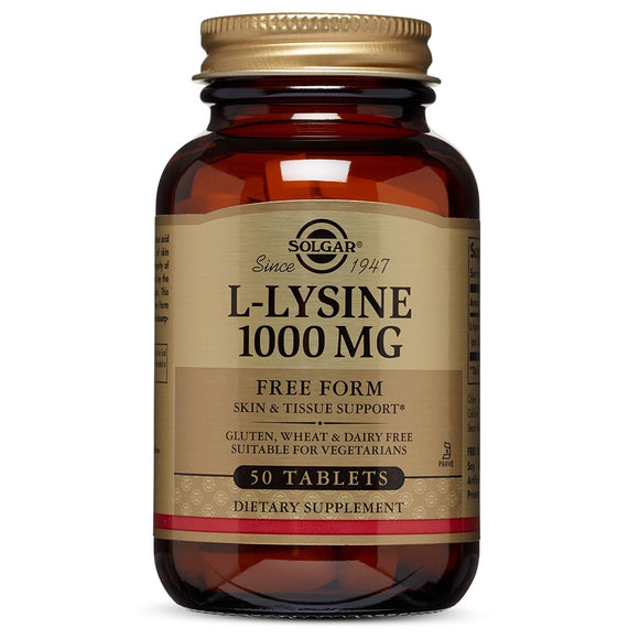 Solgar, L-Lysine 1000 mg, 50 Tablets - 033984017009 | Hilife Vitamins