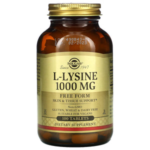 Solgar, L-Lysine 1000 mg, 100 Tablets - 033984017016 | Hilife Vitamins