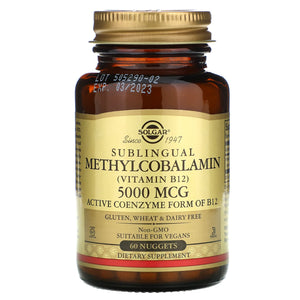 Solgar, Vitamin B-12 5000 Mcg Methylcobalamin, 60 Nuggets - 033984019591 | Hilife Vitamins