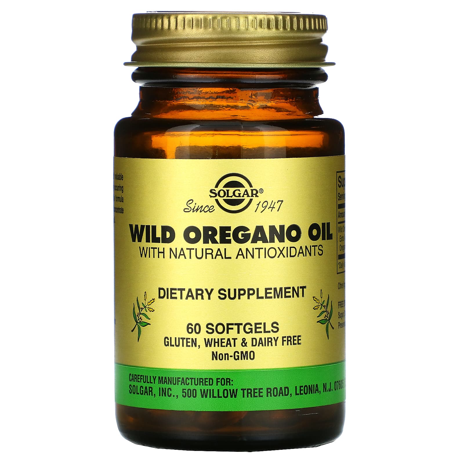 Solgar, Wild Oregano Oil, 60 Softgels UPC 033984020290 | HiLife Vitamins
