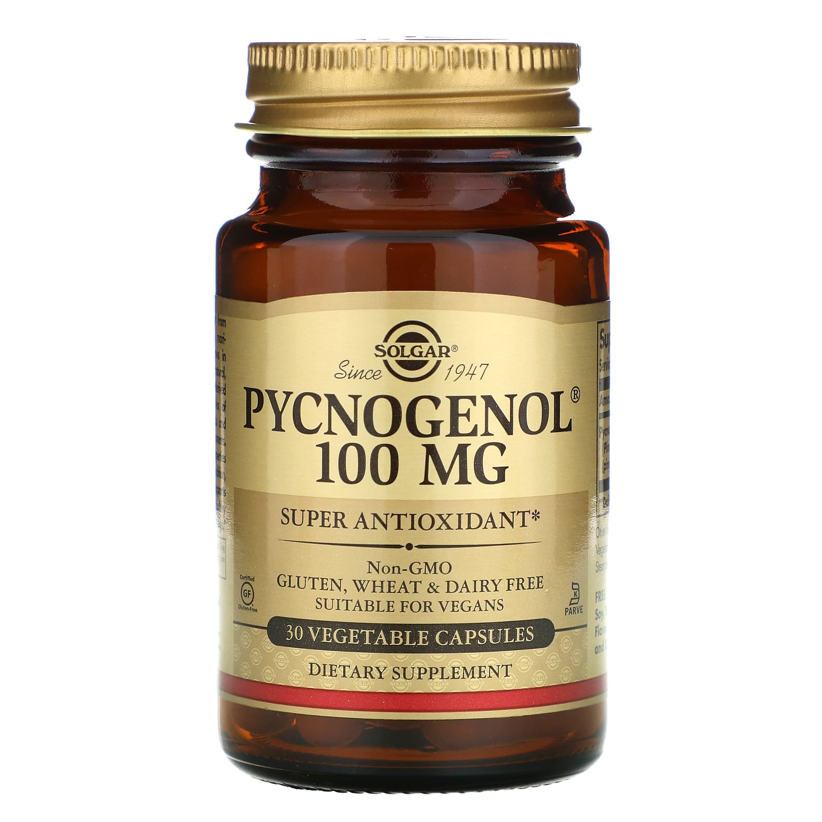 Solgar, Pycnogenol 100 mg, 30 Vegetable Capsules UPC 033984023062 | HiLife Vitamins