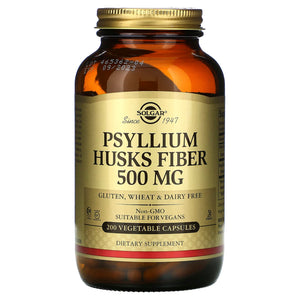 Solgar, Psyllium Husks Fiber, 200 Vegetable Capsules - 033984023154 | Hilife Vitamins