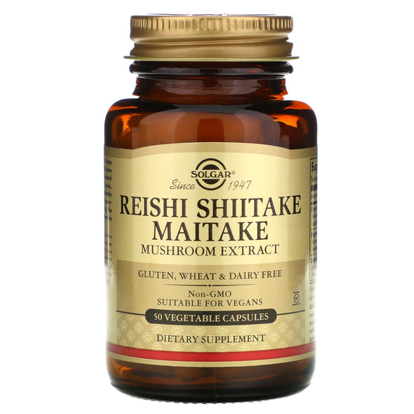 Solgar, Reishi Shiitake Maitake Mush Ext, 50 Tablets - 033984023277 | Hilife Vitamins
