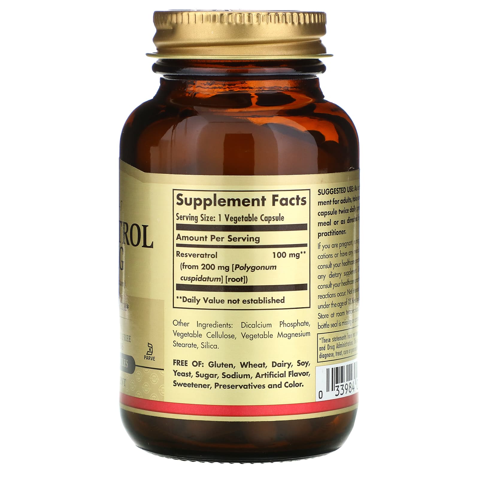 Solgar, Resveratrol 100 mg, 60 Vegetable Capsules - [product_sku] | HiLife Vitamins