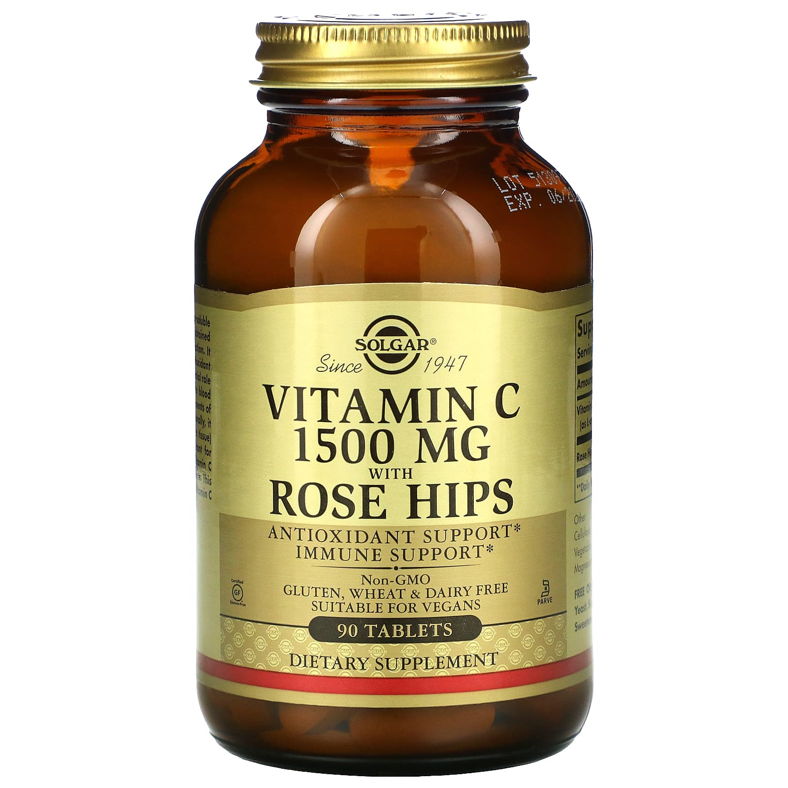Solgar, Vitamin C with Rose Hips, 1,500 mg, 90 Tablets UPC 033984024205 | HiLife Vitamins