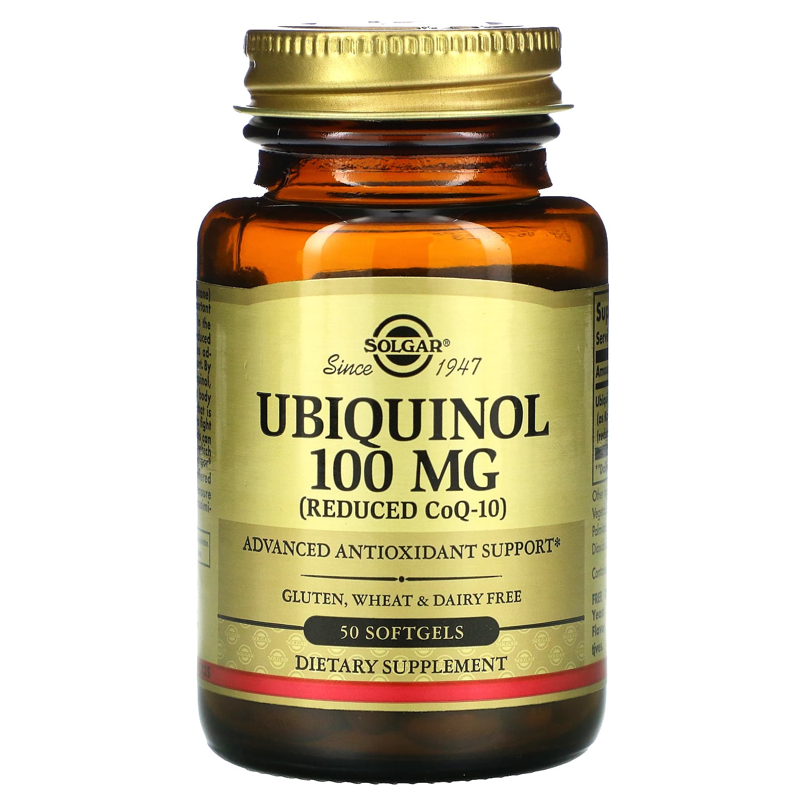 Solgar, Ubiquinol (Reduced CoQ10), 100 mg, 50 Softgels UPC 033984026414 | HiLife Vitamins