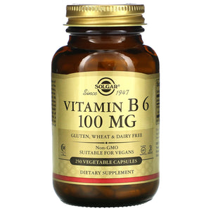 Solgar, B-6 100 mg, 250 Vegetable Capsules - 033984031111 | Hilife Vitamins