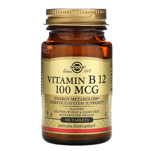 Solgar, Vitamin B-12 100 Mcg, 100 Tablets - 033984031807 | Hilife Vitamins