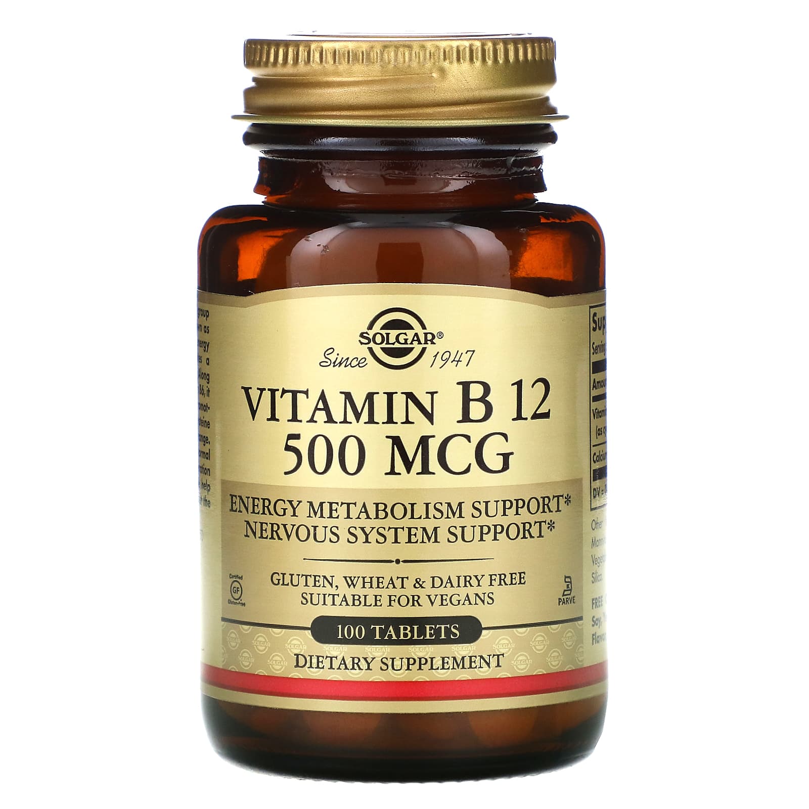 Solgar, Vitamin B-12 500 Mcg, 100 Tablets UPC 033984032200 | HiLife Vitamins