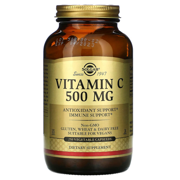 Solgar, Vitamin C 500 mg, 250 Vegetable Capsules - 033984032613 | Hilife Vitamins